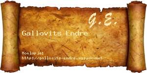 Gallovits Endre névjegykártya